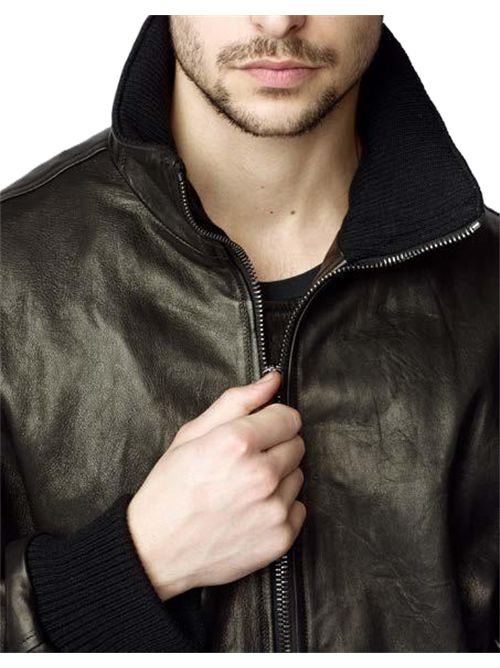 Bomber over collo alto su agnello vegetale liss Giorgio Brato | GU27F01006VLNERO